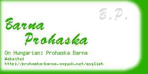 barna prohaska business card